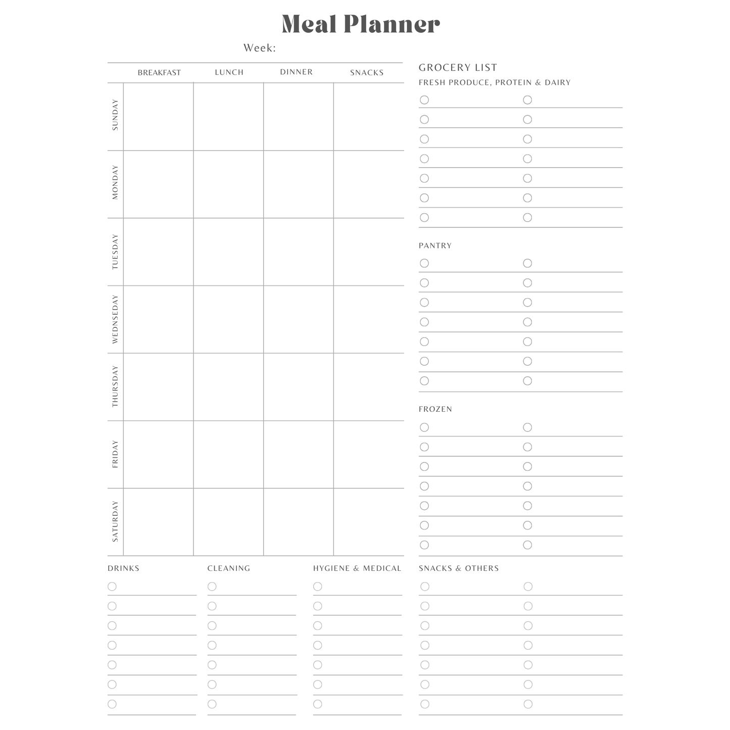 PDF UNDATED Meal Planner (Printable)