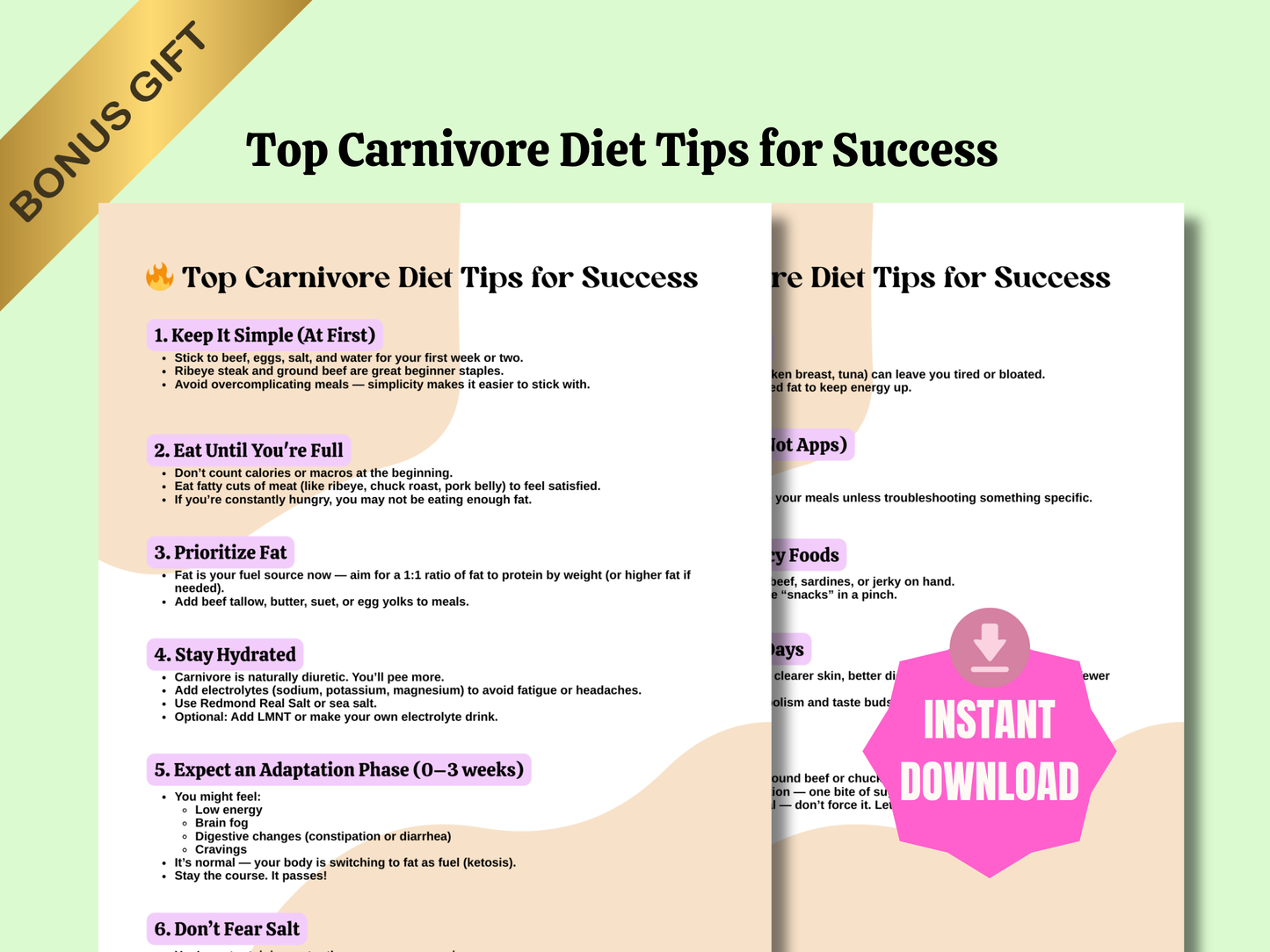 Printable Carnivore Diet Food List with 100+ animal-based foods and success tips