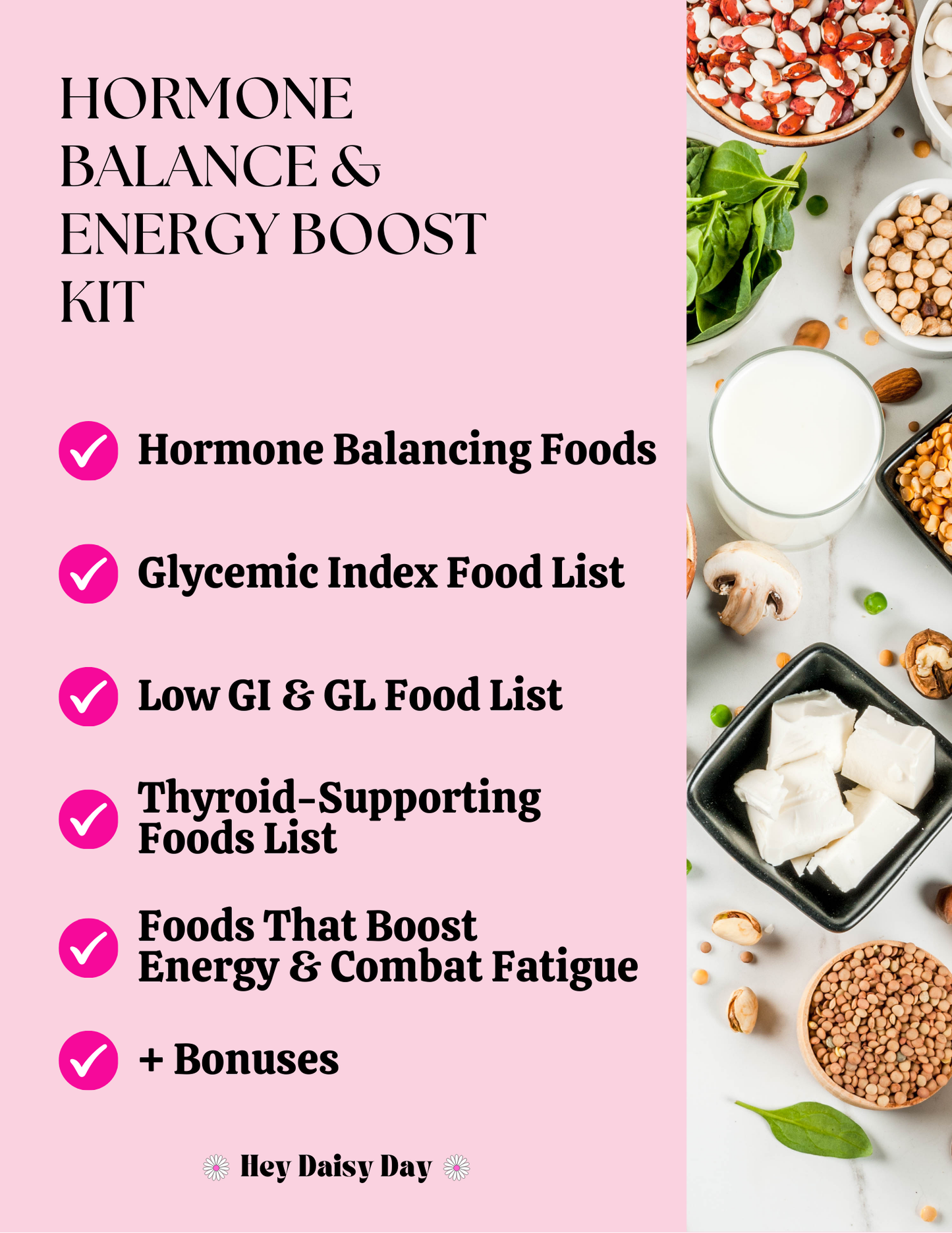 Hormone balancing and energy-boosting foods bundle for women—includes natural superfoods, low-GI options, and thyroid support