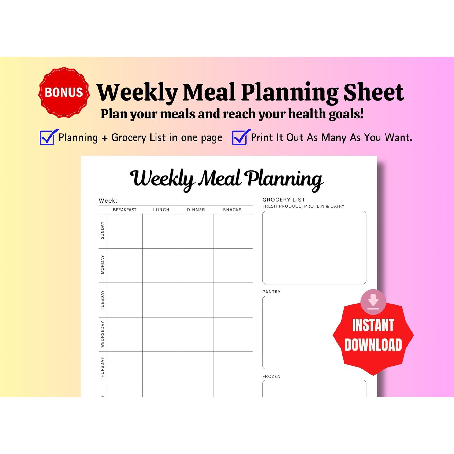 Meal Planning Sheet