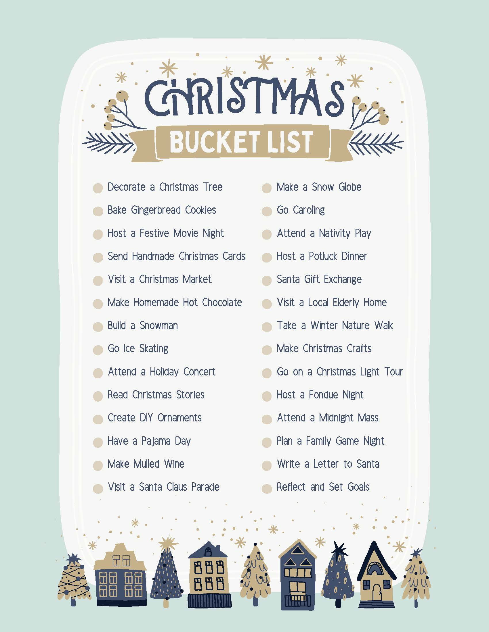 Holiday Digital Planner bucket list