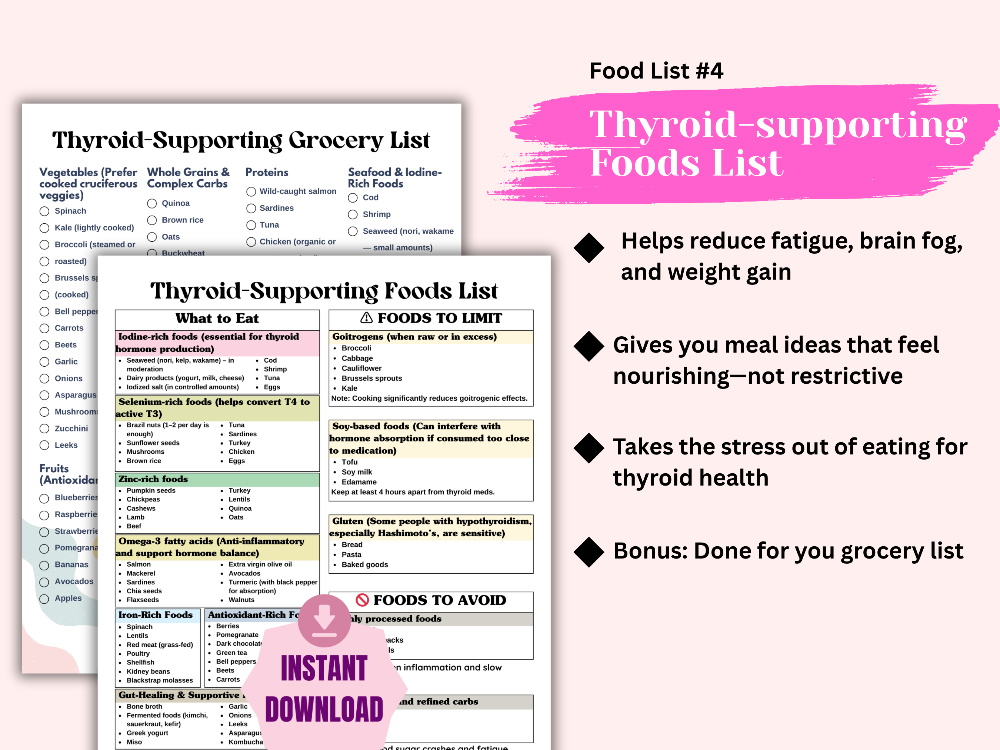 Hormone support and energy boost food chart bundle—features clean eating tips, superfoods, and hormone-friendly nutrition