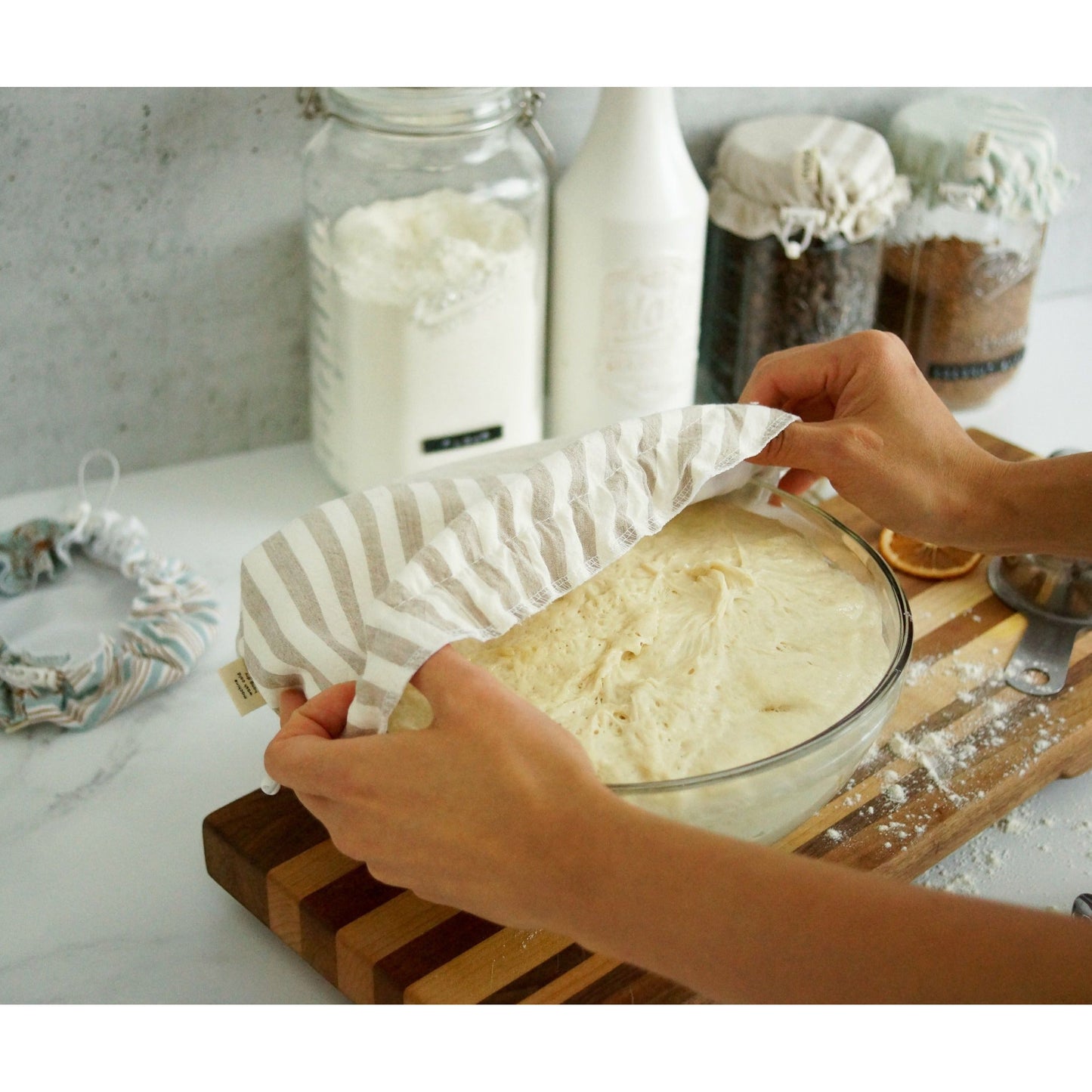 Reusable Food Covers that cover bread dough