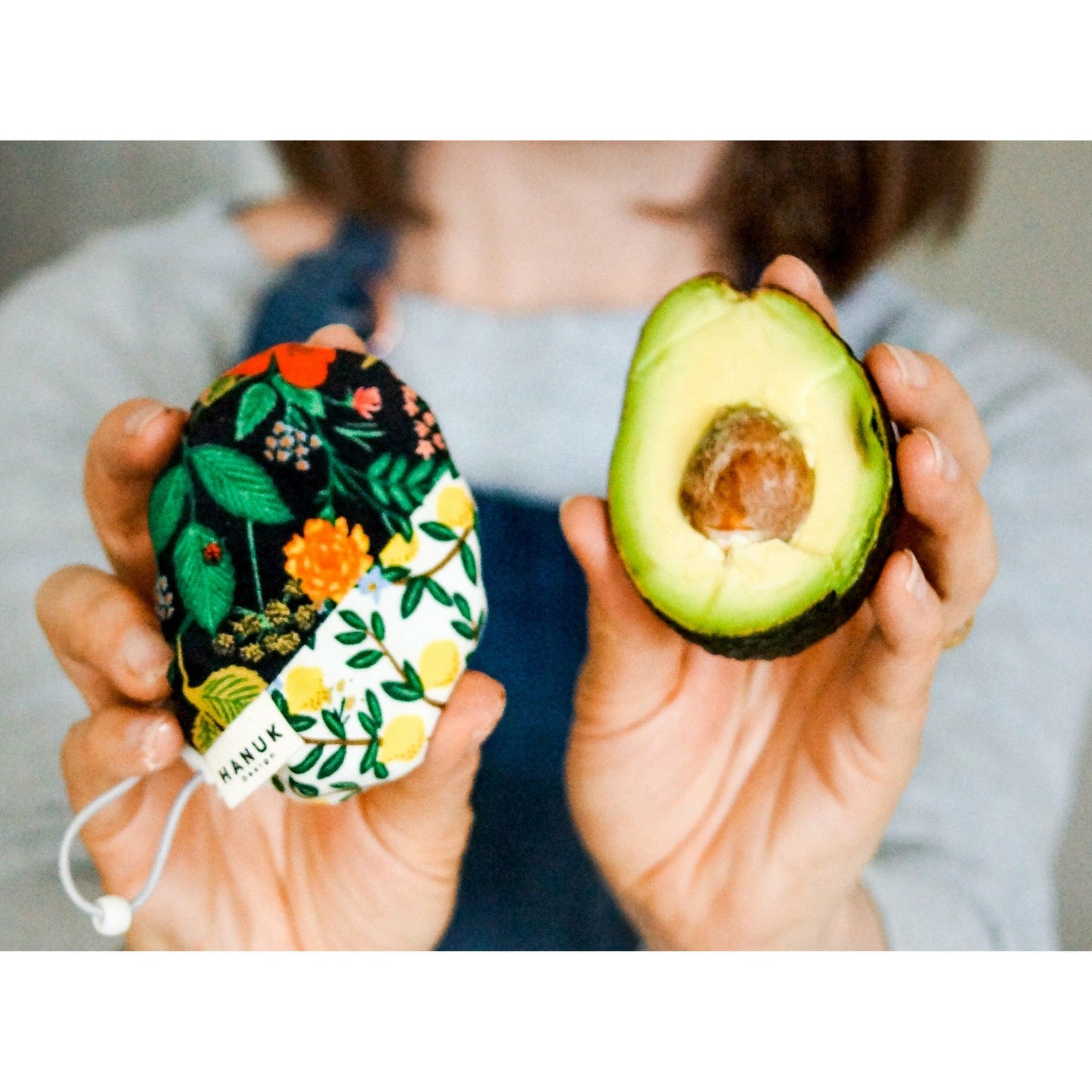 Cover Avocado with Mighty Food Covers.Adjustable Food covers. Waterproof Lining, safe fruit and veggies and save leftover foods.