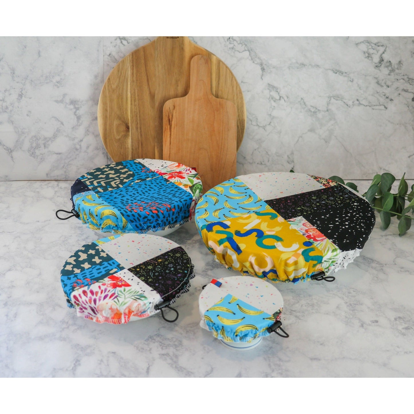 Elastic bowl covers, food container covers, stretch to fit food covers, saran wrap replacement,