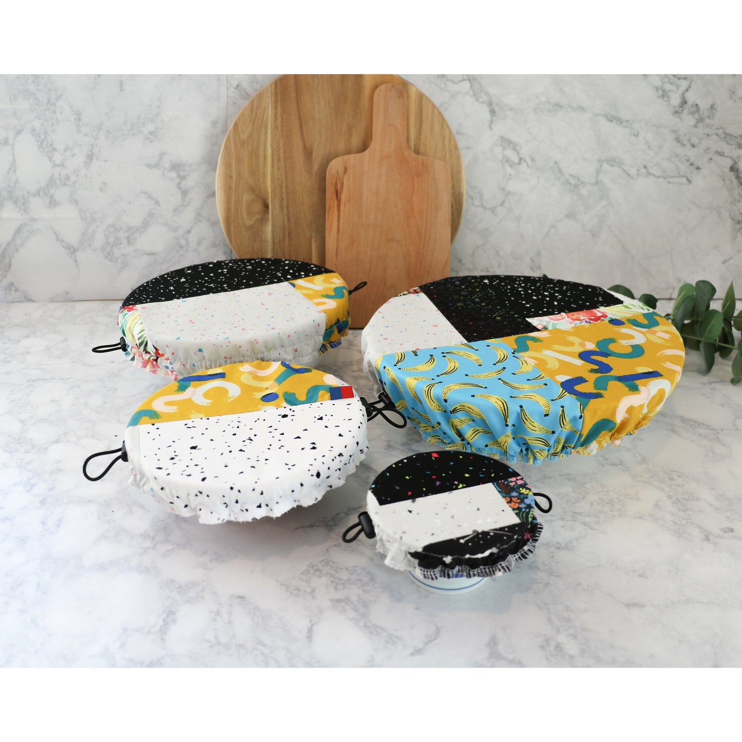 Elastic bowl covers, food container covers, stretch to fit food covers, saran wrap replacement,