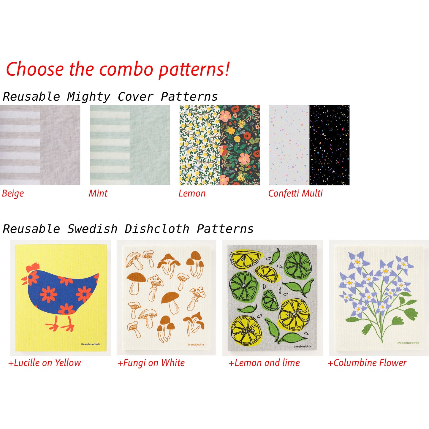 Special 3 Pack Mighty Food Covers with a Free Sweidish Dishcloth