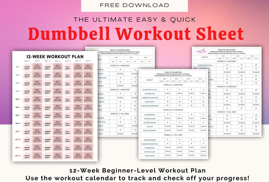 Easy Beginner 12-WEEK Dumbbell Workout Plan for Women [FREE PDF]