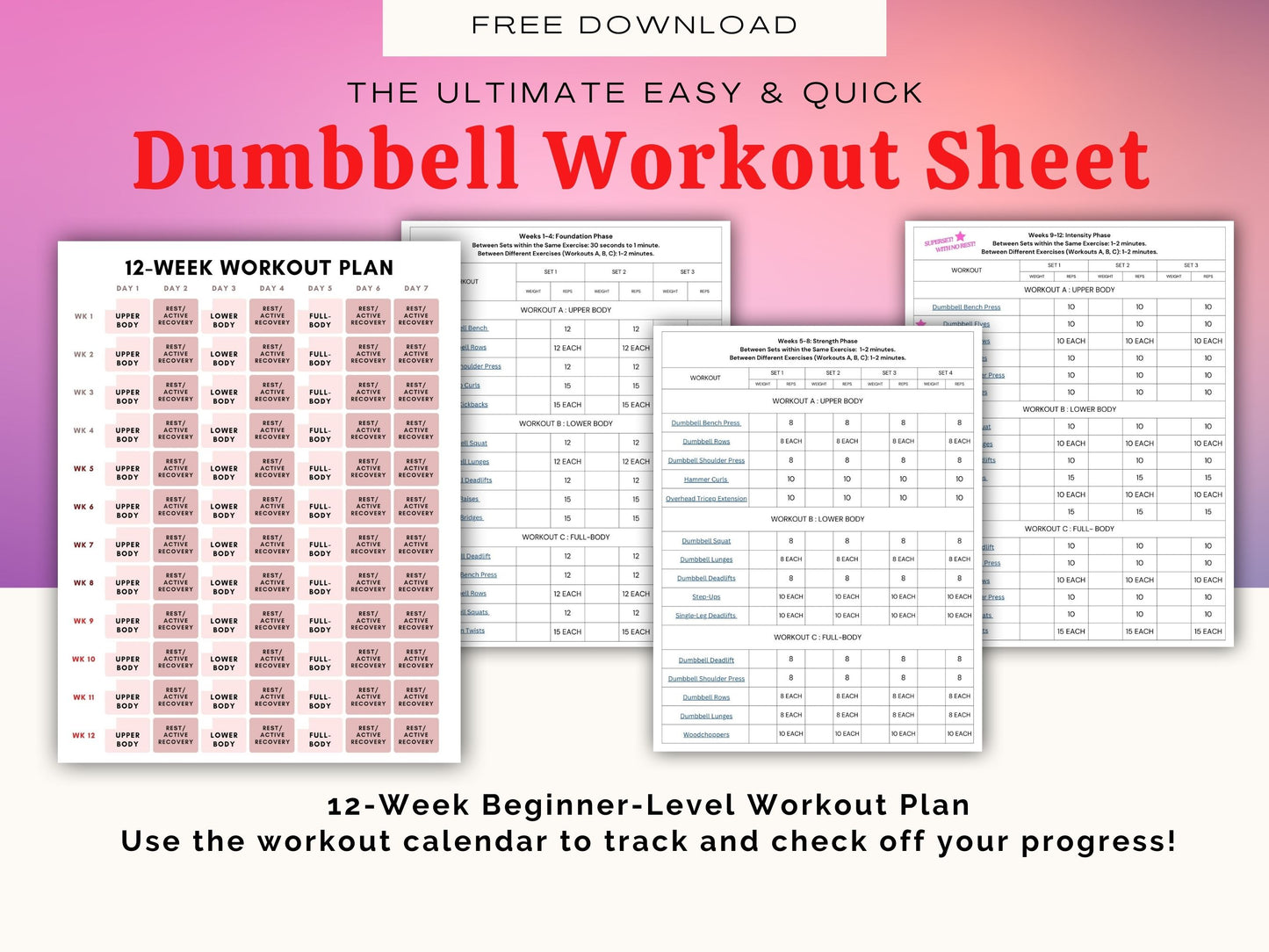 Easy Beginner Dumbbell Workout Plan for Women [FREE PDF]