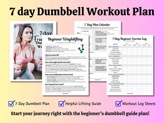 Easy Beginner 7 DAY Dumbbell Workout Plan for Women [FREE PDF]