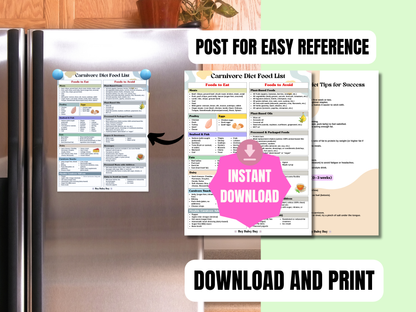Printable Carnivore Diet Food List with 100+ animal-based foods and success tips