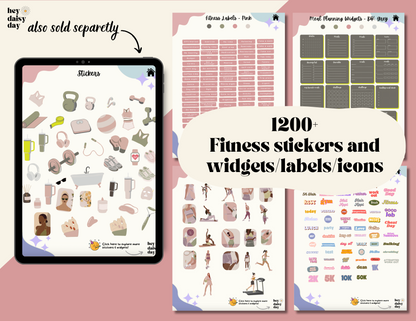 Digital Fitness planner stickers and widgets