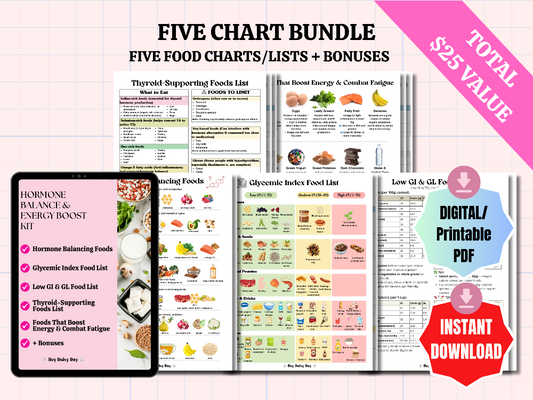 Hormone balancing and energy-boosting foods bundle for women—includes natural superfoods, low-GI options, and thyroid support