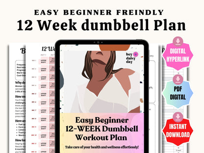 Easy Beginner 12-WEEK Dumbbell Workout Plan for Women [DIGITAL]