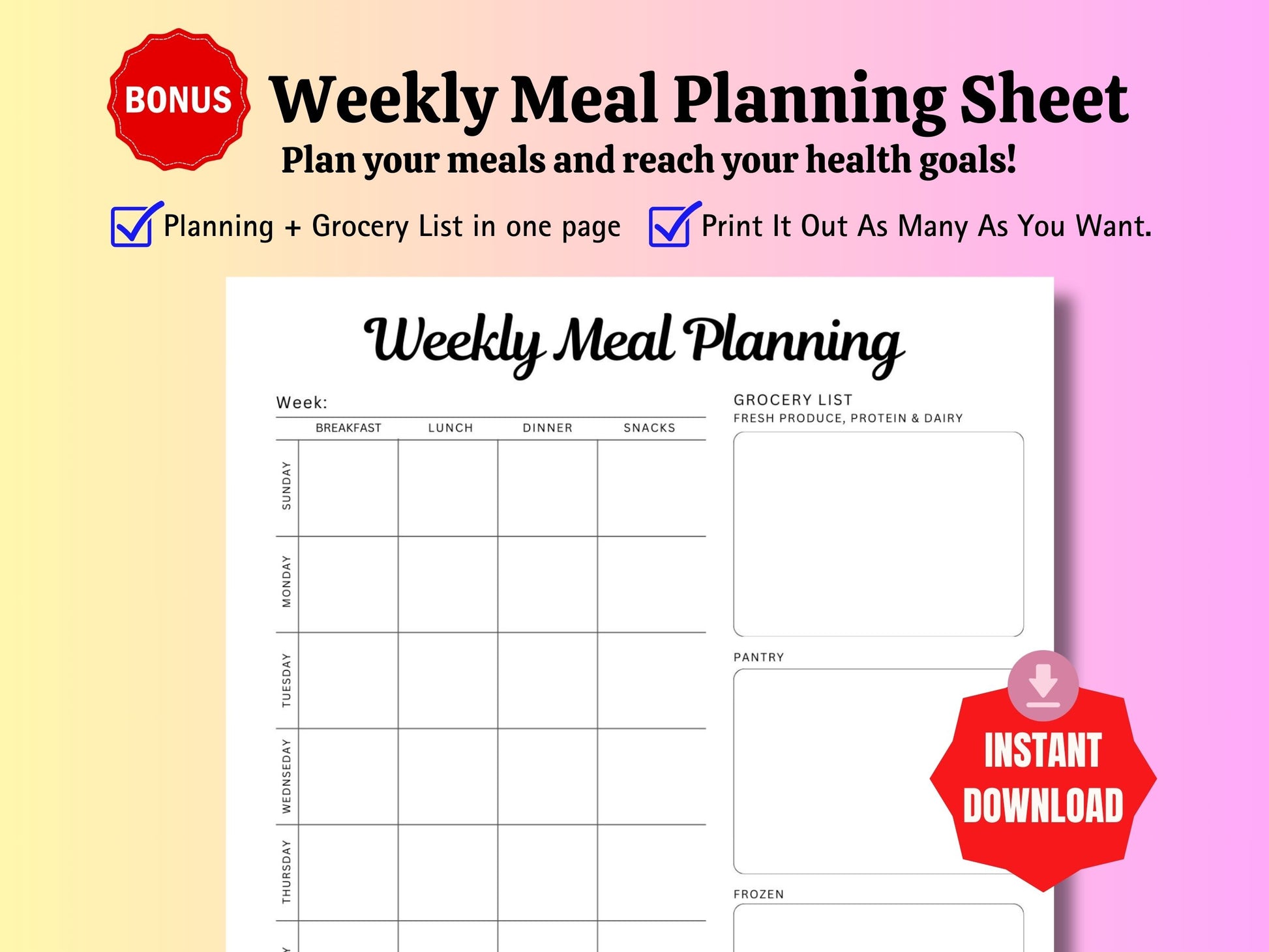 Meal Planning Sheet 