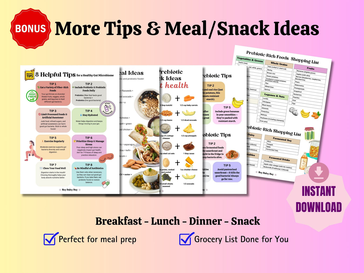 Prebiotic & Probiotic Food Chart for Gut Health