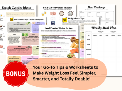 healthy eating bundle for women, printable weight loss toolkit, meal planner for women over 40, high protein food list PDF, fat loss grocery list, low-carb high-protein guide, fitness tracker for women, beginner meal plan for weight loss, women's health printables, nutrition guide for over 35