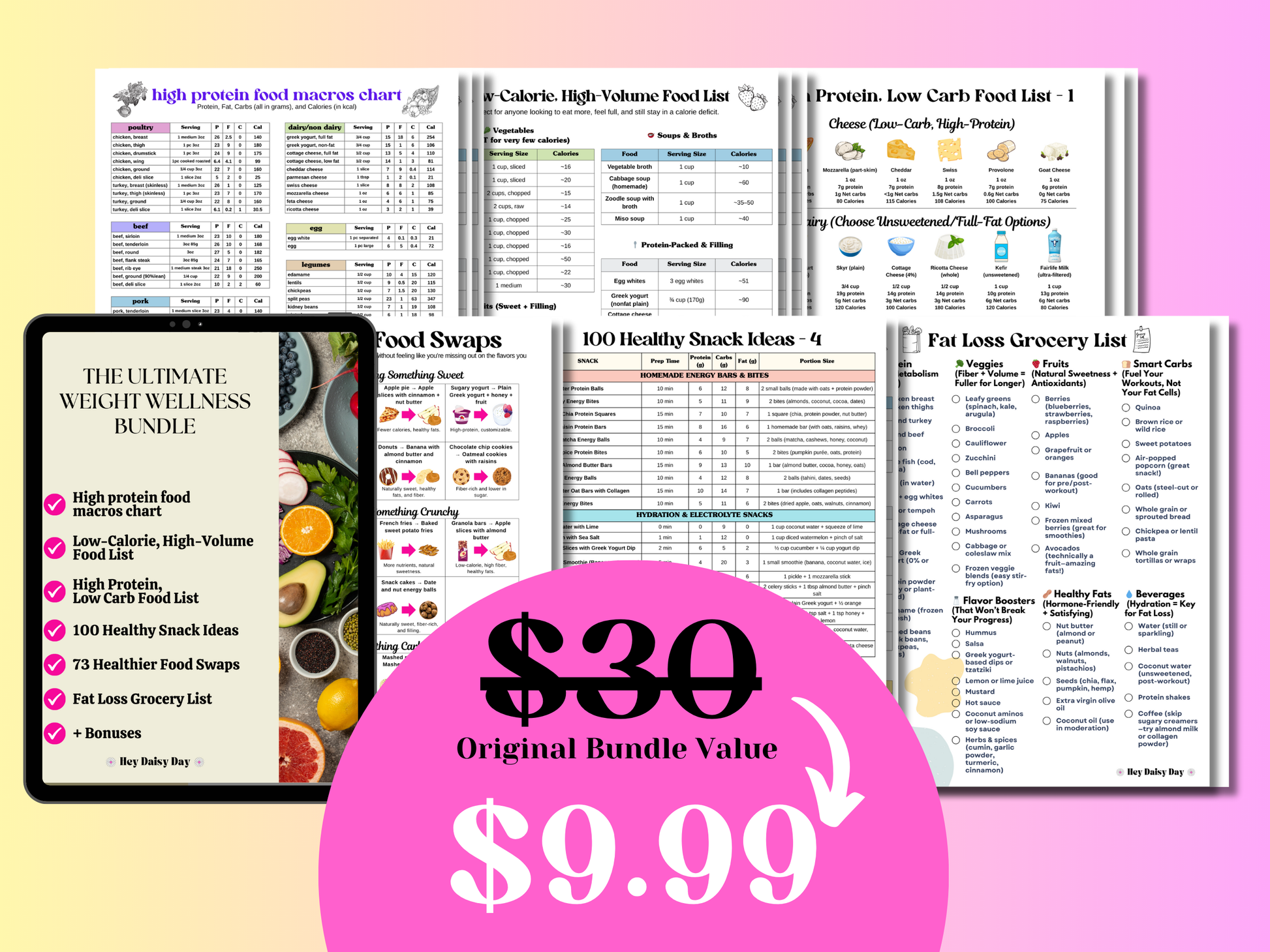 healthy eating bundle for women, printable weight loss toolkit, meal planner for women over 40, high protein food list PDF, fat loss grocery list, low-carb high-protein guide, fitness tracker for women, beginner meal plan for weight loss, women's health printables, nutrition guide for over 35