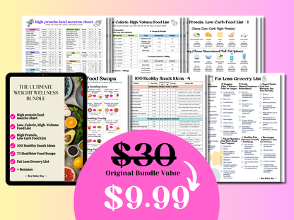 healthy eating bundle for women, printable weight loss toolkit, meal planner for women over 40, high protein food list PDF, fat loss grocery list, low-carb high-protein guide, fitness tracker for women, beginner meal plan for weight loss, women's health printables, nutrition guide for over 35