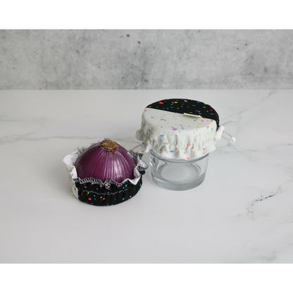 Elastic bowl covers, food container covers, stretch to fit food covers, saran wrap replacement
