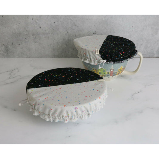 Elastic bowl covers, food container covers, stretch to fit food covers, saran wrap replacement