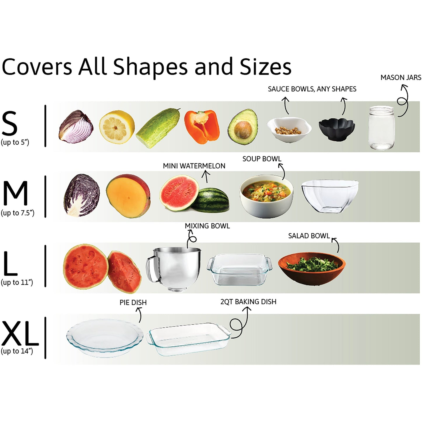 Size chart Mighty Food Covers